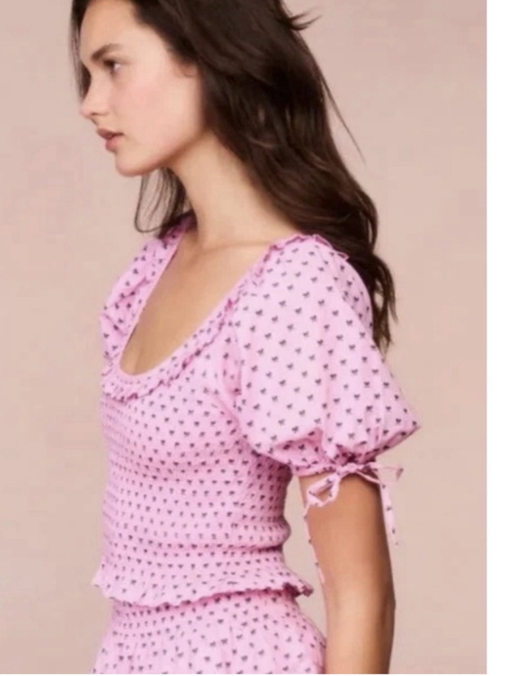 LoveShackFancy Molly Smocked Top in Classic Pink.Key DetailsDesign Pink Size XL - Picture 8 of 10